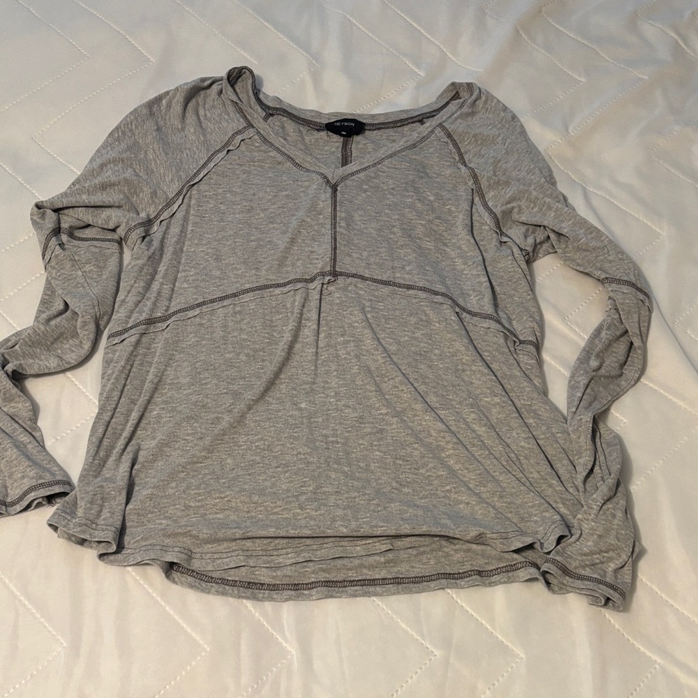 Elegant Gray Long Sleeve Women's Top